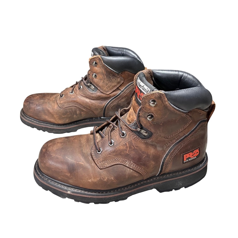 Timberland PRO Work Boots Mens 12M Brown Steel Toe Leather 33034 EH Safety EUC
